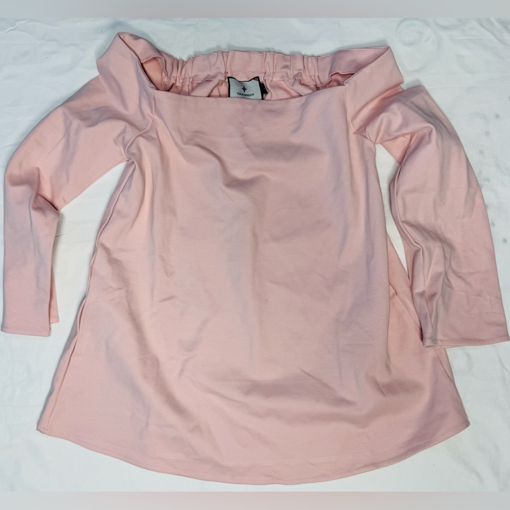 Tuckernuck Pink Off-the-Shoulder Square Neck Long Sleeve Top